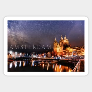 Starry Night Amsterdam Skyline Sticker